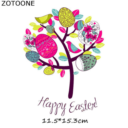 Happy Easter Thermal Stickers on T-shirt DIY Patches Iron on Transfer for