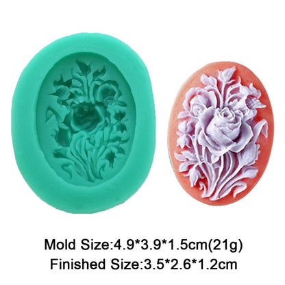 Leafy Rose Flowers Silicone Molds For Mug Chocolate Mold Clay Decoration Form