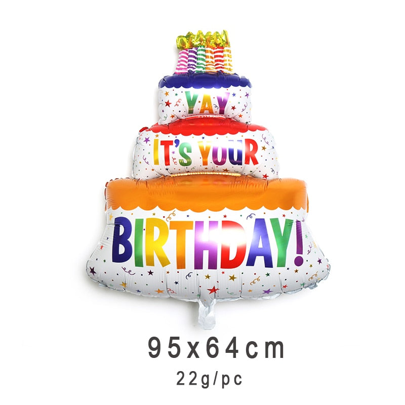 1pc Three Layered Birthday Cake With Candles Balloons Birthday Party Decoration