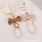 4 Styles Fabric Bow Keychain With Pearl Resin Heart Key Ring Charms For Women