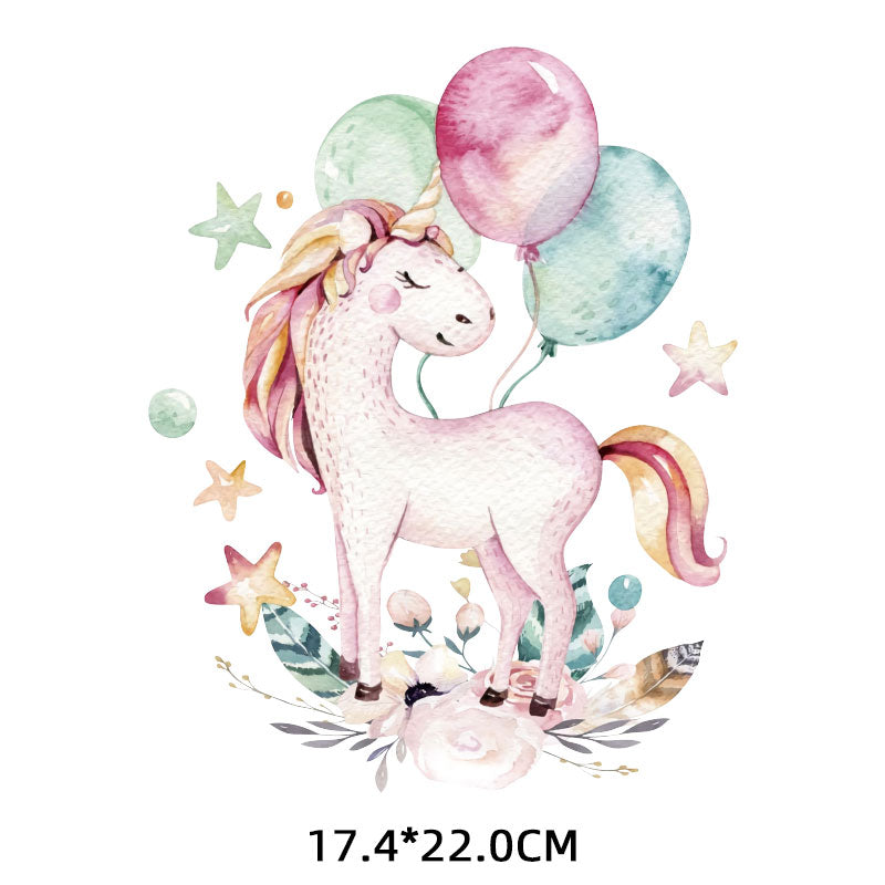 Balloon Pony Unicorn Iron on Sticker Girl Clothes Cartoon Patches Stickers