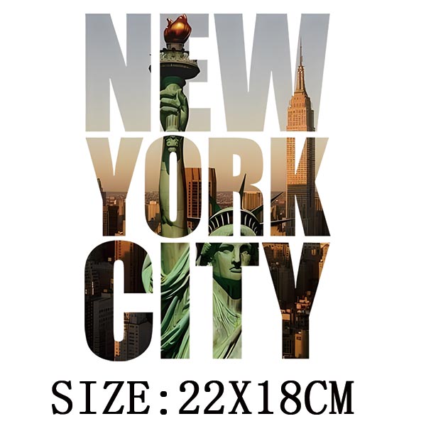 Statue Of Liberty New York City Thermal Sticker Letter Patches Clothing DIY