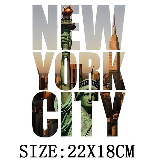 Statue Of Liberty New York City Thermal Sticker Letter Patches Clothing DIY