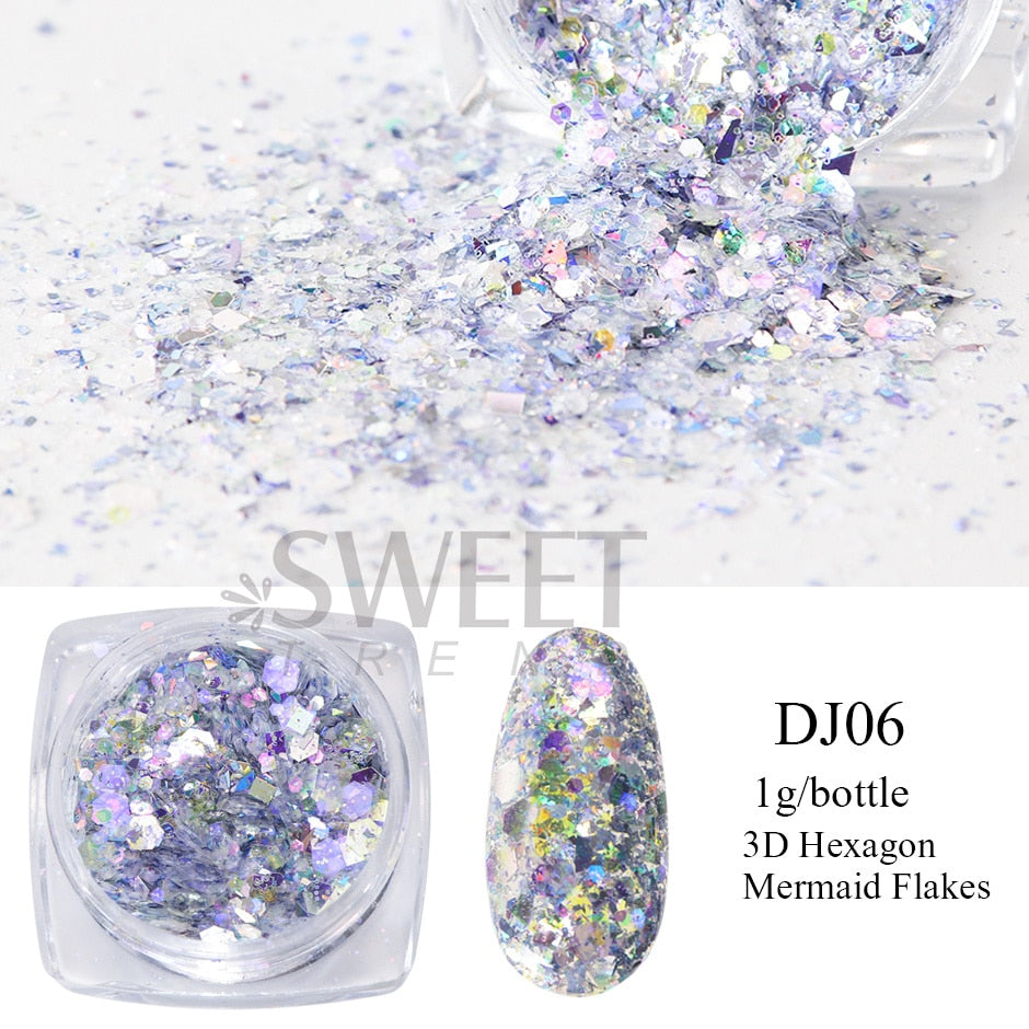 54 Colors 1 Box Reflective Nail Powder Flash Disco Diamond Chrome Pigment