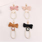 4 Styles Fabric Bow Keychain With Pearl Resin Heart Key Ring Charms For Women