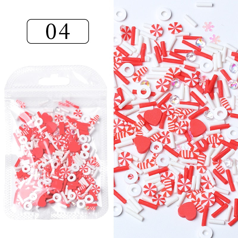 Red and White Christmas Candies Nail Art Charms DIY Flatback 3D Nail Decoration