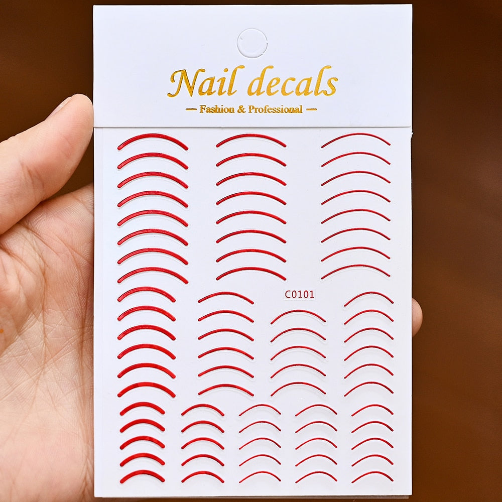 Red Arch Design Nails Stickers Adhesive DIY Nail Art Decals Nail Accessories