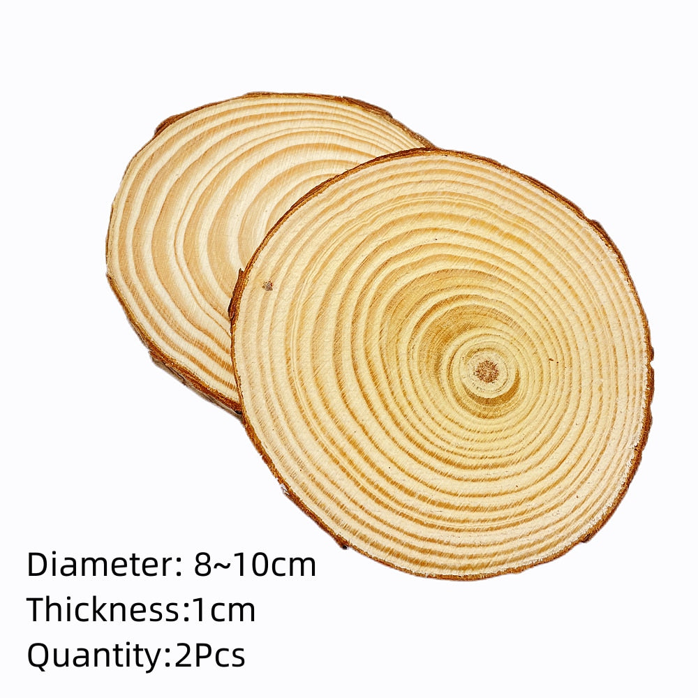 3-12cm Thick 1 Pack Natural Pine Round Unfinished Wood Slices Circles With Tree