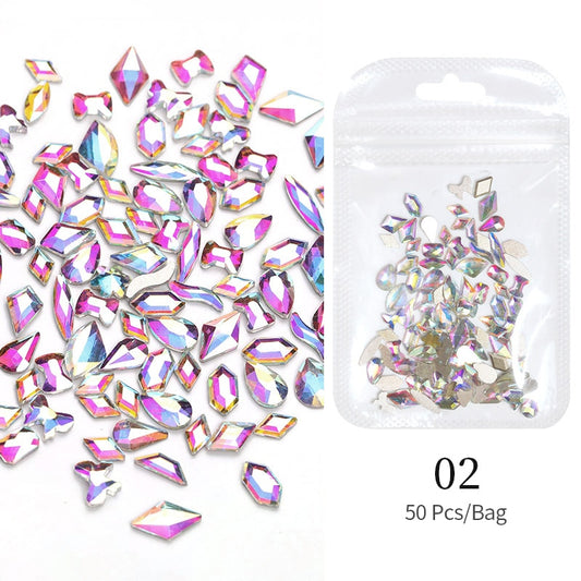 Holographic Rhinestones Nail Art Charms DIY Flatback 3D Nail Decoration Nail