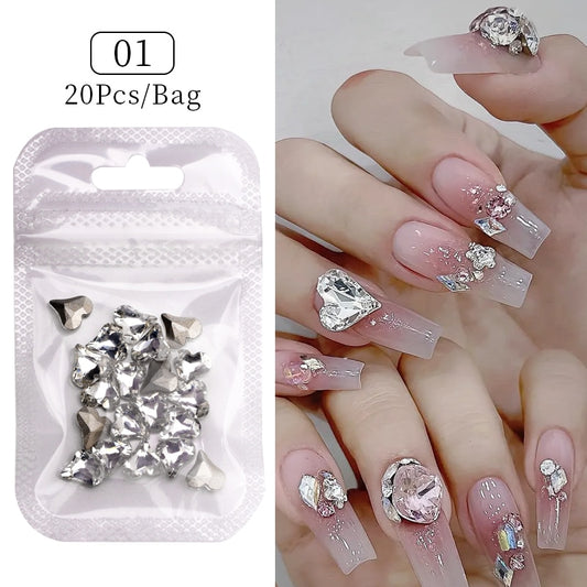 Rhinestone Hearts Nail Art Charms DIY Nail Decoration Nail Accessories