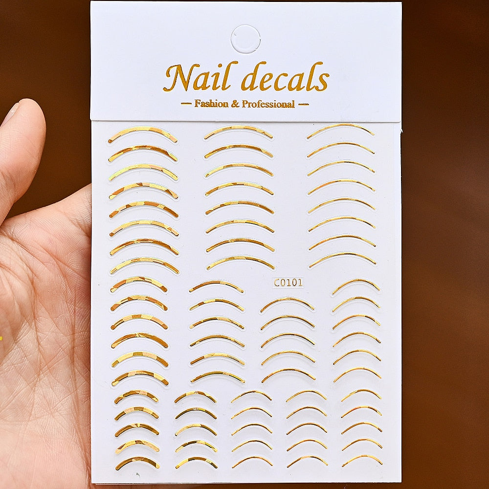 Gold Arch Decor Nails Stickers Adhesive DIY Nail Art Decals Nail Accessories