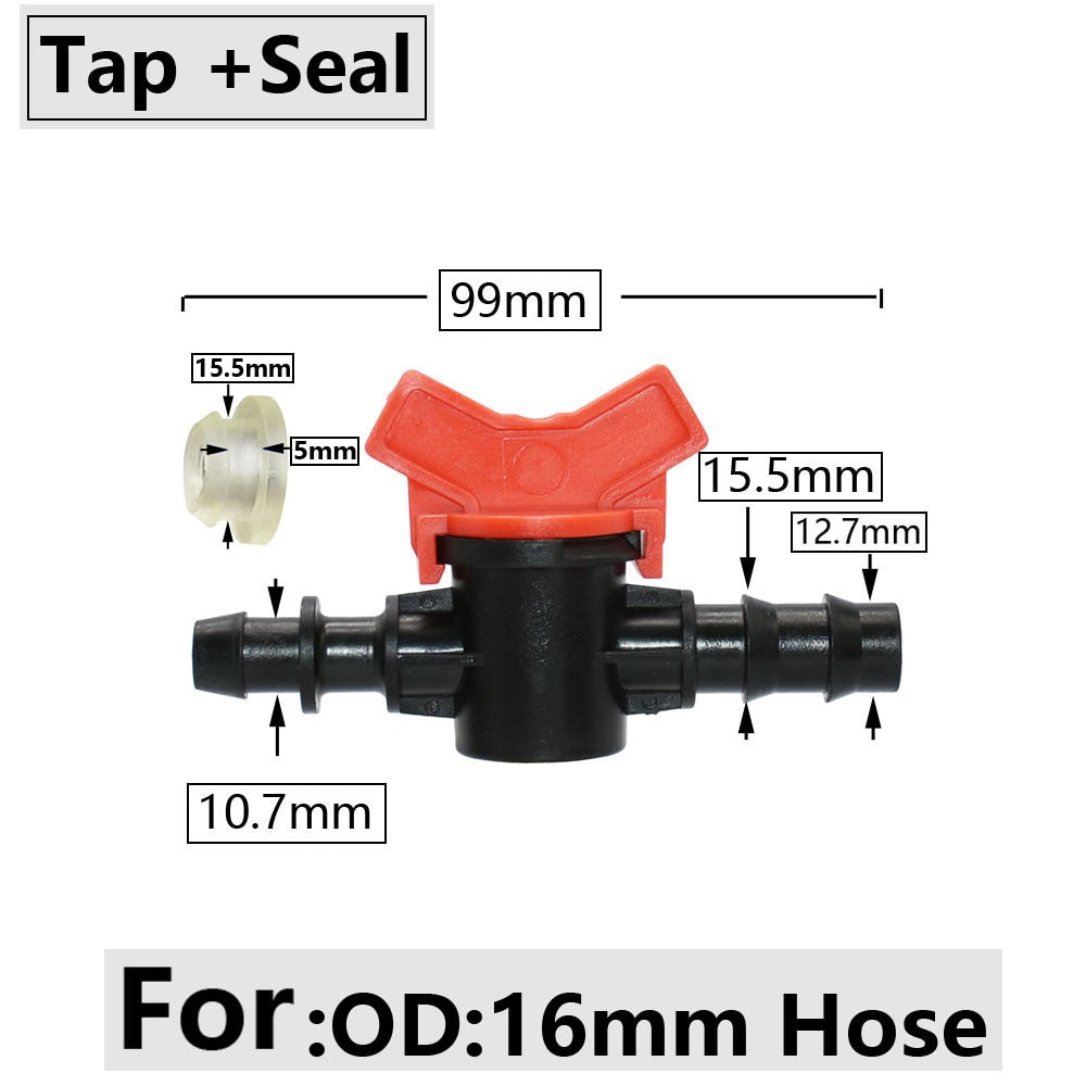 Hose Barbed Mini Valve Garden Tap Barb Connectors With 1/2