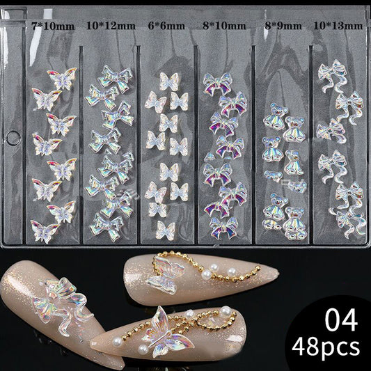 Acrylic Holographic Bowknot Decor Nail Art Decor Nails DIY Manicure Fashion Nail