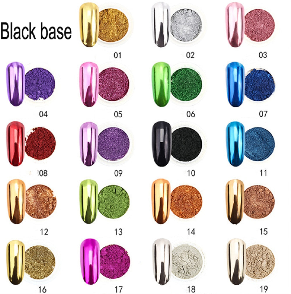 1pc 19Colors Nail Glitter Mirror Powder Chrome Dust Pigment 0.5g Paint Dip