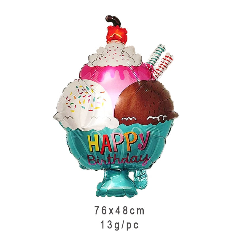 1pc Happy Birtday Ice Cream Sundae Balloons Birthday Party Decoration Art