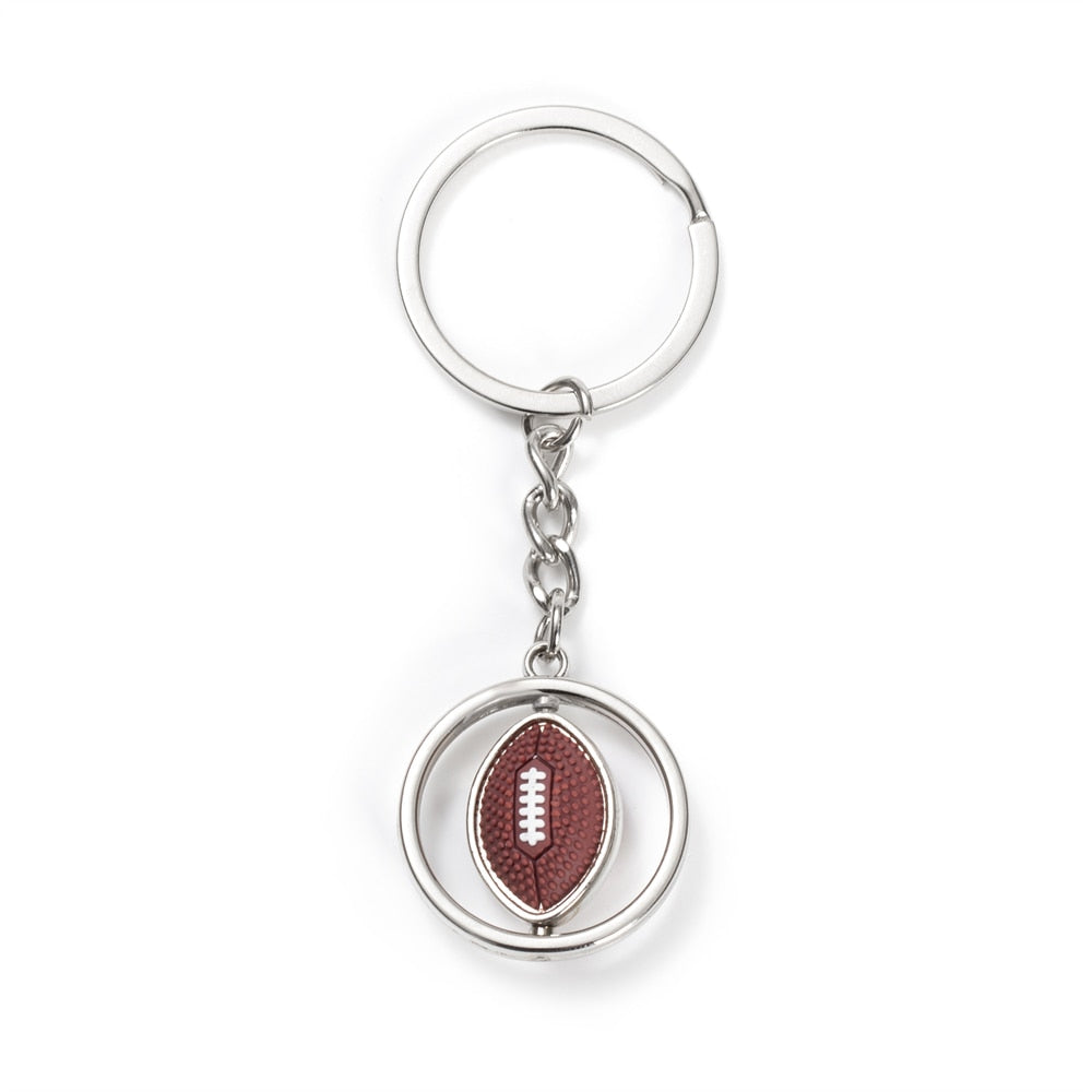 5 Styles 3D Rotating Mini Basketball Football Keychain Golf Rugby Pendant Key