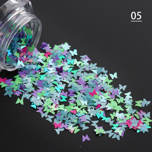 Holographic Blue Butterfly Nail Glitter Decoration Nail Art Decor DIY Design