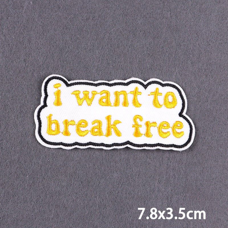 46 Styles Black Patch With Slogan Iron On Patches For Clothes DIY Embroidery