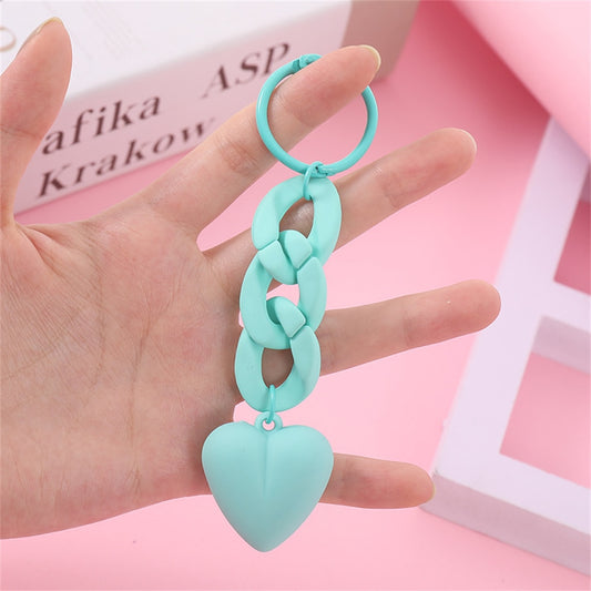 Mint Heart Acrylic Keychain Link Chain Keyring For Women Girls Handbag Pendant