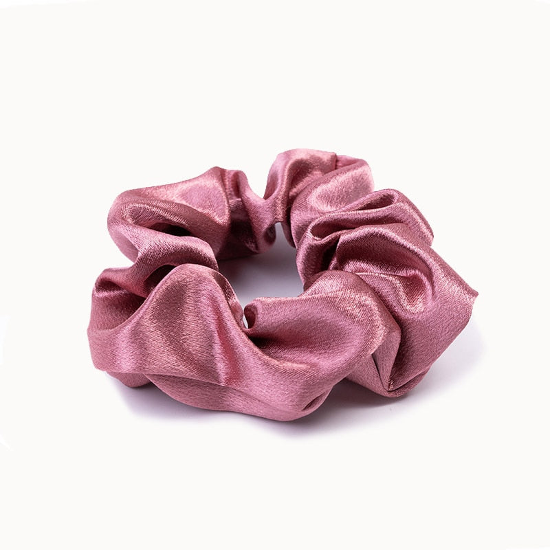 14 Styles Big Satin Solid Color Scrunchie Women Silk Elastic Handmade Hair Band