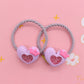 2Pcs/Set Glittering Love Resin Children's Rubber Bands Sweet Hair Accessories