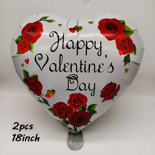 2pcs Happy Valentines Day Heart Flowers Balloon Valentines Day Inflatable