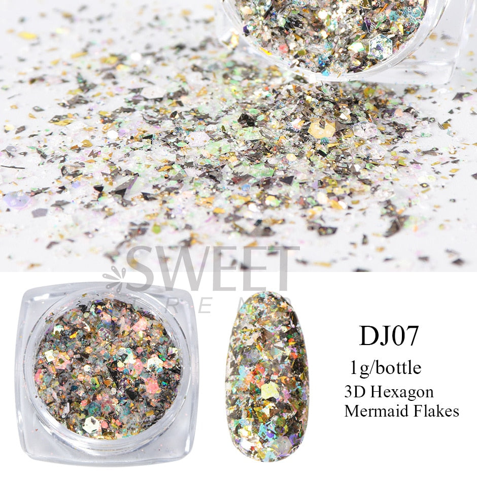 54 Colors 1 Box Reflective Nail Powder Flash Disco Diamond Chrome Pigment