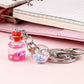 7 Styles Bottle With Glitter Flower Decor Keychain Gift Cute Charms Keyring