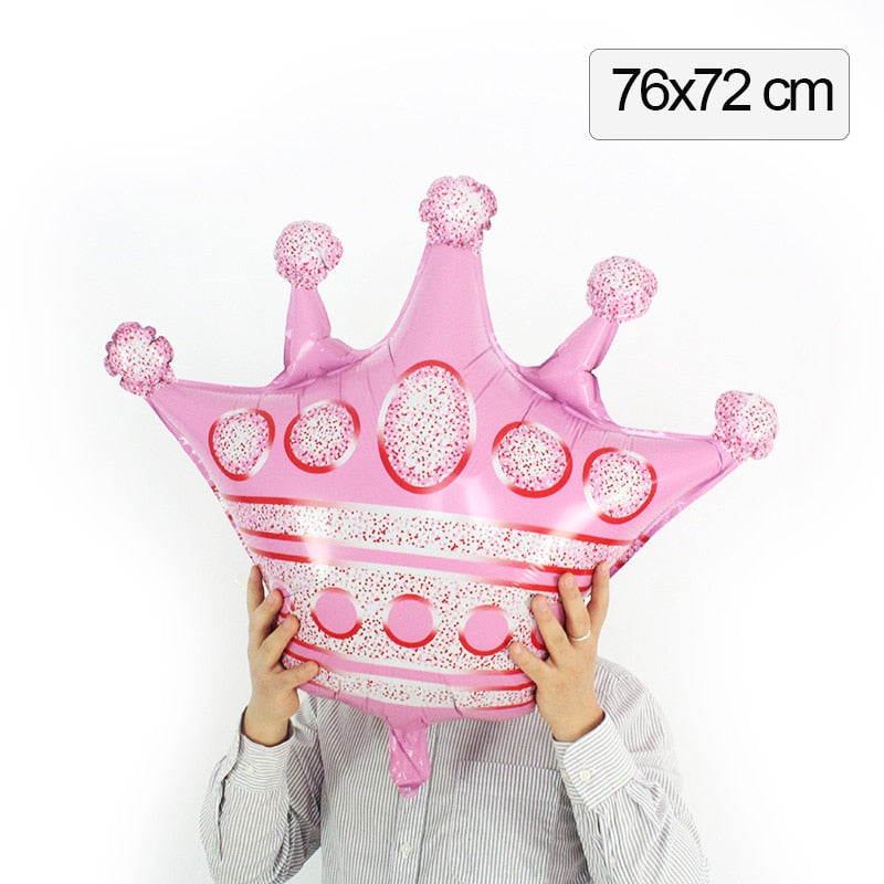 1pc Pink Crown Silver Glitter Balloons Birthday Party Decoration Art Balloon