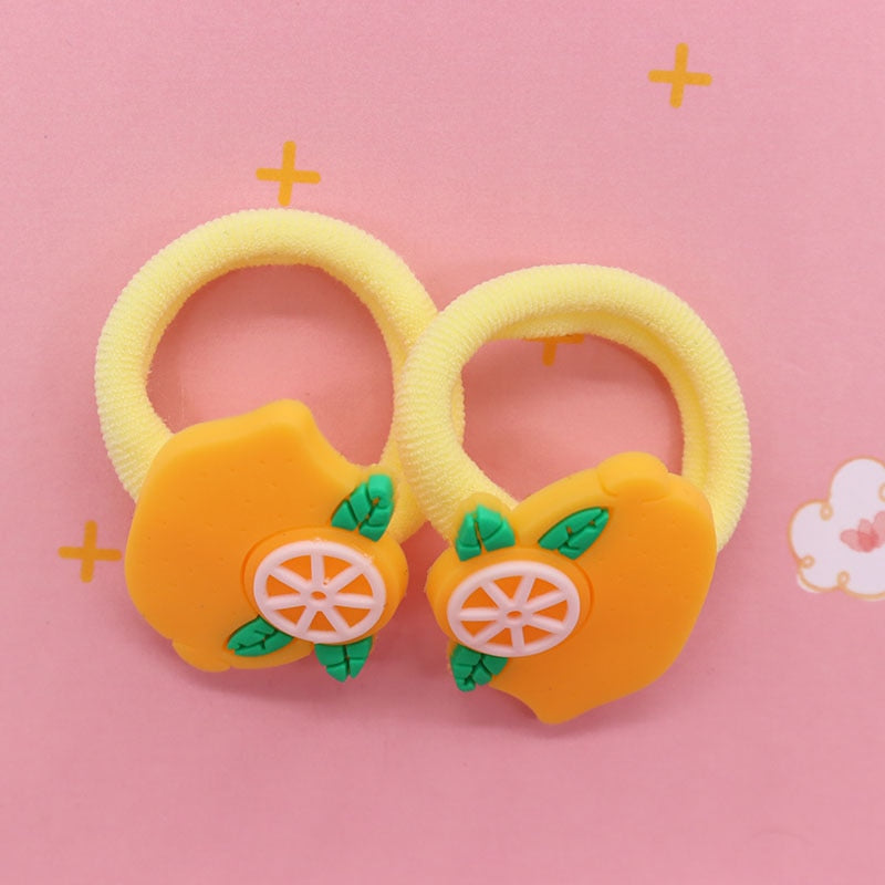 2Pcs Orange Cute Rubber Band Hairbands Creative Scrunchies Kids Elastic Headband