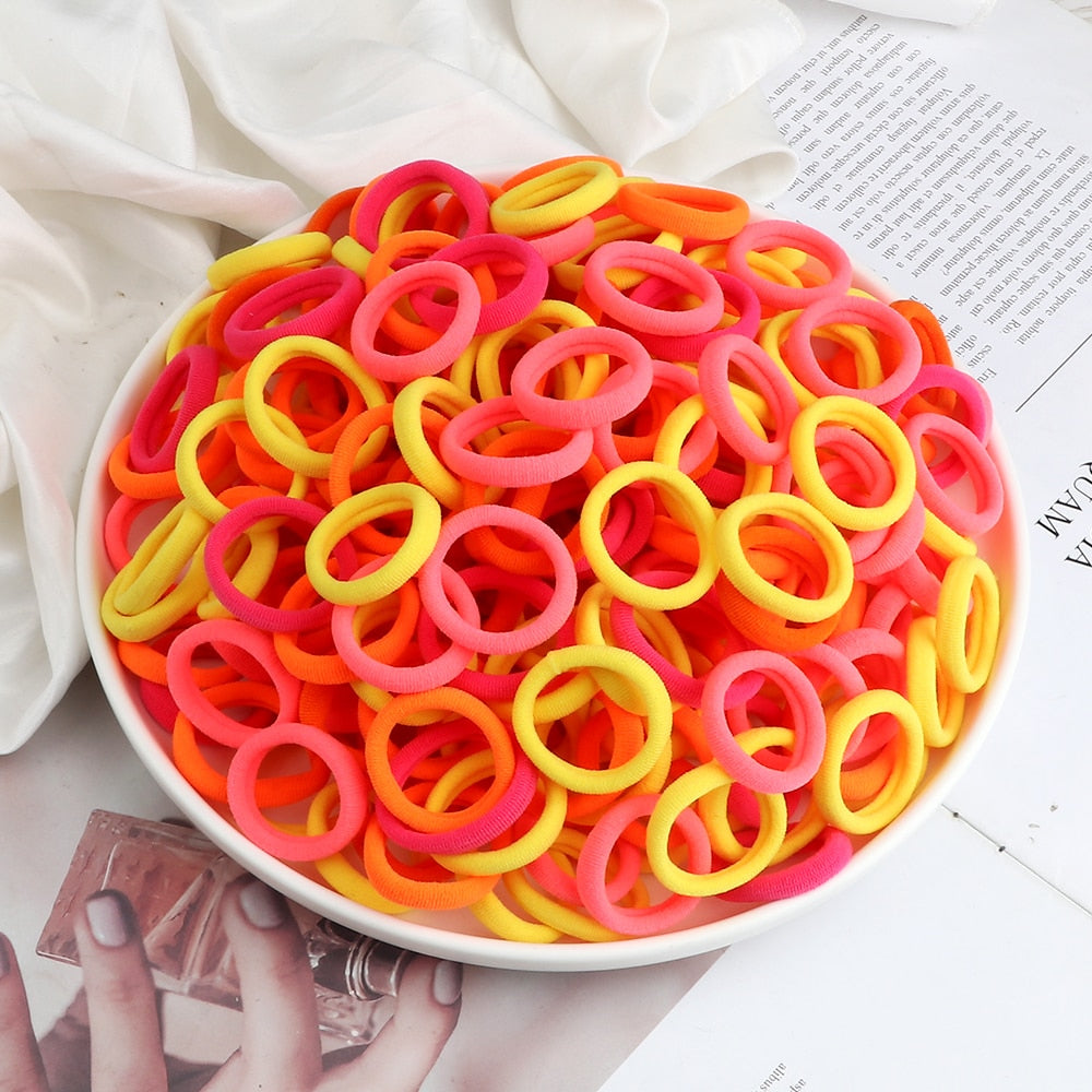 20pcs Pink Yellow Hairband Small Elastic Rubber Band Hair Scrunchies Woman Girls