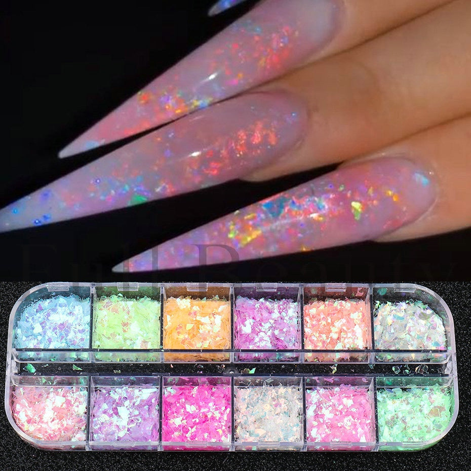 21 Options Neon Powder Nail Glitter Fluorescent Pigment Pink Yellow Nail Art