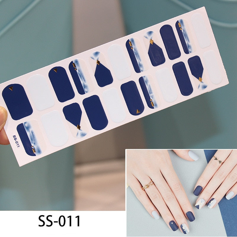 Geometric Navy Blue Nail Art Stickers Nail Wraps Manicure DIY Nails Decor Decal