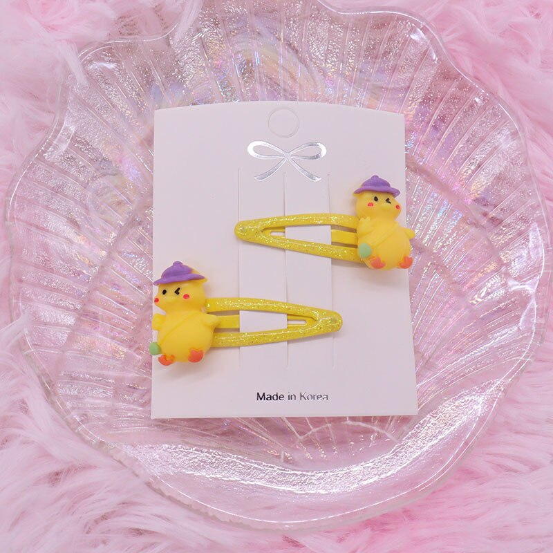 2Pcs/Set Kawaii Cartoon Hair Accessories Fashion Animal Duck Resin Baby Headband