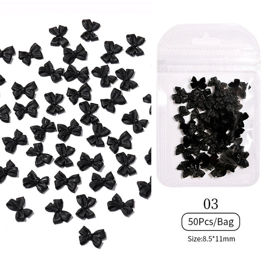 Black Bowknot Nail Art Charms DIY Flatback 3D Nail Decoration Nail Accessories