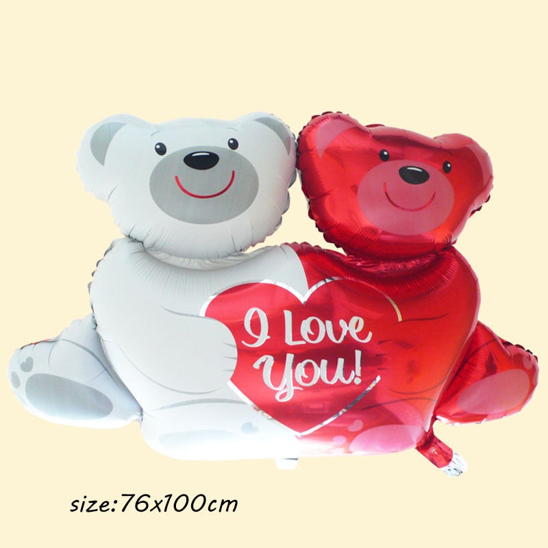 White Red Bear Heart Balloon Valentines Day Inflatable Balloon Birthday