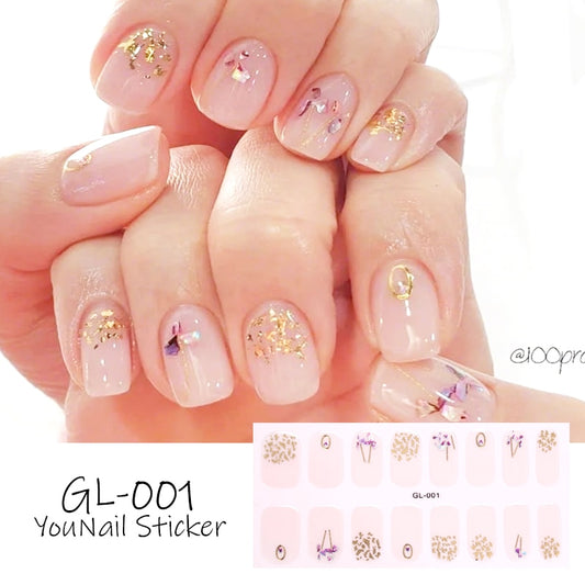 Abstract Gold SHimmer Nail Art Stickers Nail Wraps Manicure DIY Nails Decor