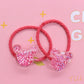 2Pcs/Set Glittering Love Resin Children's Rubber Bands Sweet Hair Accessories