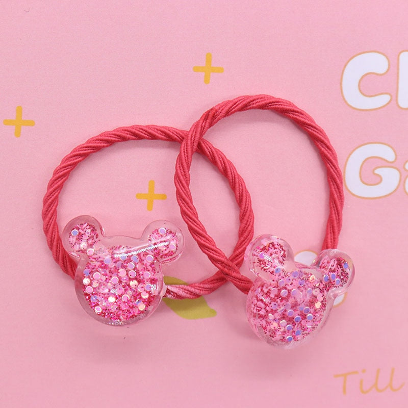 2Pcs/Set Glittering Love Resin Children's Rubber Bands Sweet Hair Accessories