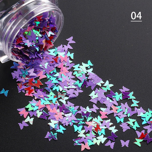 Purple Butterfly Nail Glitter Decoration Nail Art Decor DIY Design Nails