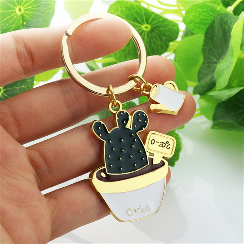 Cactus Succulent Plants Keychain Lovely Cactus Key Chain Gift Car Keyholder