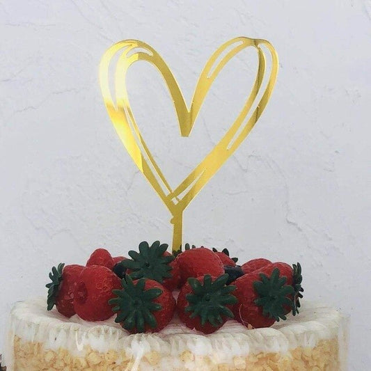 Gold String Heart Cake Topper Party Wedding Cake Toppers Cake Decorations