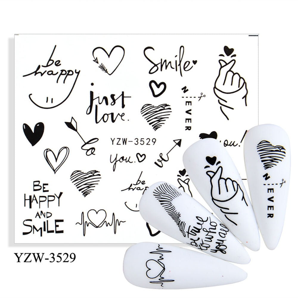 Happy Smile Love Hearts Decor Nail Sticker Summer Nail Design Decorations Nails