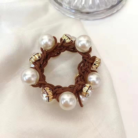 1Pcs 3 Colors Women's Pearl Hair Rope Hair Ring Ball Head Ponytail Rubber Band