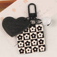 6 Styles Creative Acrylic Keychain Black White Plaid Keyring With Pearl Small