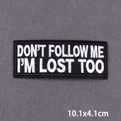 46 Styles Black Patch With Slogan Iron On Patches For Clothes DIY Embroidery