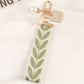 4 Styles Fresh Leaf Stripe Key Ring  Embroidery Alloy Pearl Pendant Heart Charm