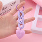 6 Styles Fashion Heart Acrylic Keychain Link Chain Keyring For Women Girls