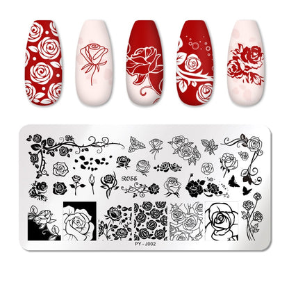 Blooming Rose Nail Stamping Plates Stencil Tools Template Plate Mold Nail Art