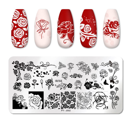 Blooming Rose Nail Stamping Plates Stencil Tools Template Plate Mold Nail Art